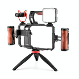 Vlogging Live Broadcast Smartphone Video Rig With Led Light And Mic PRL-6412ACD