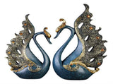 2PCS Peacock Ornaments Natural Resin Desktop Peacock Sculpture for Wine Cabinet TV Cabinet Home Blue V1294-YM0626-3115220162111
