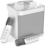 Sliver Karaoke Machine with 2 Wireless Microphones Bluetooth-Compatible 5.0 for Parties V201-QHGMMOREONE048