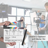 Camera Dry Erase Acrylic Director Film Clapboard Movie TV Cut Action Scene Clapper Board Slate With V1369-AZ3-W-15972