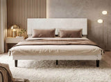 Levede Queen Bed Frame Upholstered Adjustable Headboard Platform Mattress Base BF1084-Q-BG-AU