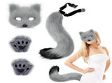 3 Pcs Set Festival Animal Mask Gloves Plush Animal Tail Handmade Beast Tail Cosplay Props V1294-YM0901-240810FB01-5