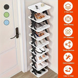 6-Tier Foldable White/BLACK Shoe Rack, space-saving vertical design for entry halls, living rooms, V1106-KZDXJ001