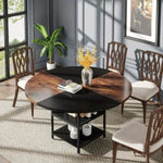 NNETMLT Round Dining Table - Rustic Brown & Black V728-YA175187