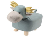 Animal Footstools Prevent Slip Cute Cartoon Giraffe Shape Soft Small Kids Stools for Home Blue V1294-YM0703-3116230000312