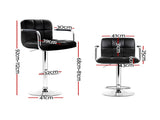 Artiss 4x Bar Stools Leather Gas Lift w/Armrest Black BA-K-1055A-BKX4