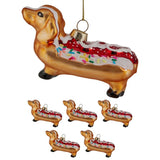 Christabelle Box of 6 Glass Sausage Dog Dachshund Hotdog Bauble 112_YAN310S6