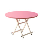 SOGA Pink Dining Table Portable Round Surface Space Saving Folding Desk Home Decor TABLERD726