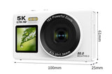 5K HD Dual Screen Digital Camera Point and Shoot Selfie Camera with LED Fill Light - White V1263-JX-6753-3