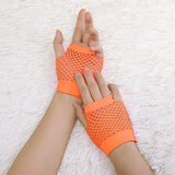 24 Pair Fishnet Gloves Fingerless Wrist Length 70s 80s Costume Party - Orange V563-24PCS-18510-ORANGE