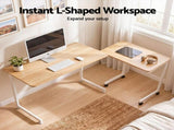 Artiss Mobile Laptop Desk Set 2-In-1 C-Shaped Nesting Table Oak LA-DESK-C-SET-LW
