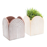 Set 2 Asst Arc Square Pot planters w Hole & Plug 17cm V637-88693PLN