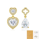 Elegant Asymmetric Moissanite Earrings Set in Dual-Plated 925 Silver with Heart and Four-Leaf Clover V1341-ZY-LM8GCYRL-MOISSANITE-PREMIUMS925