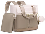 Khaki and Beige Stylish Nappy Bag Backpack - Multi-Functional Diaper Bag with Insulated Pockets, V888-ELOSUNG27264