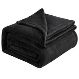 Luxuriously Soft Flannel Fleece Throw Blanket, Thick Warm Plush Rug For Bedroom & Sofa, Black, V1221-XM-LB3062-GM128