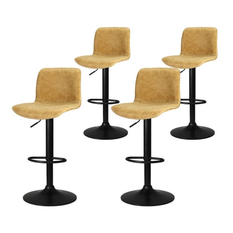 Artiss 4x Bar Stools Kitchen Swivel Gas Lift Chairs Brown BA-HY-9068-BRX4