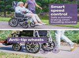 EQUIPMED Electric Wheelchair, Power Recline, Long Range, Lithium Battery, 16" Rear Wheels, Headrest, V219-HELWLCEQPGK9A