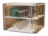Cup Storage Rack Dustproof Stackable Plastic Clear Cup Organizer Box for Cabinet Desktop Medium V1294-YM0901-3117230285712