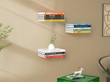 Invisible Floating Bookshelf - Modern White Wall Mount Metal Shelves for Room, Bedroom Bookcase, V1259-DP01-A-3157