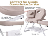 Zenses Beauty Bed with Stool, Beige, Adjustable Facial Massage Table, Tattoo Chair, Salon Services MT-CHR-F3-BG-80