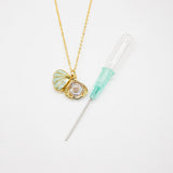 Gift Box - Aroma Necklace 925 Silver, Gold coated - Green Shell Dreamy Lavender V760-GBAJ - 14