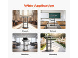 Podium Stand, 1180 mm Metal Lectern, Curved Standing Podium with Wide Reading Surface, Open Storage V952-JT1CGKJS47INZX1A5001V0