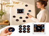 Record Player Fridge Magnet with Rotating Vinyl Magnetic Fridge Music Player, NFC Sensing, LED Night V1192-AZ-W-34207