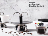 Double Spout 2 Cup Coffee Maker - Stainless Steel Espresso Maker - Italian Coffee Machine for V1192-AZ-W-0626