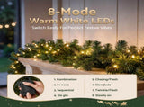 Jingle Jollys 2.7M Christmas Garland 8 Mode LED Lights Timing 200Tips Xmas Decor XM-TR-GAR-9FT-MF-LED