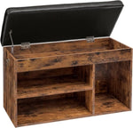 Shoe Storage Bench with Padded Cushion,Flip-Open Storage Box and Adjustable Shelf for Entryway and V178-83171