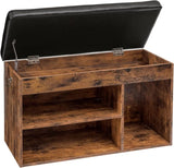 Shoe Storage Bench with Padded Cushion,Flip-Open Storage Box and Adjustable Shelf for Entryway and V178-83171