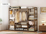 Bamboo Clothes Rack Garment Closet Storage Organizer Hanging Rail Shelf Dress room 130cm V255-QBYMJ-130
