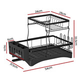 Cefito Dish Rack Expandable Drying Drainer Cutlery Holder Tray Kitchen 2 Tiers DR-D-03-BK