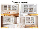 Artiss Buffet Cabinet Sideboard X2 Wall Mounted Clear Display Storage 60cm White AI-SID-WM-3T-WHX2
