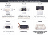 Luxurious Faux Rabbit Fur Plush Pet Sofa Bed with Bolster Sides, Removable Washable Cover and Deep V1341-ZY-9FNEFNJS-M-GREY