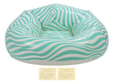 Inflatable Chair PVC Wave Strip Pattern Ergonomic Desig Minimalism Inflatable Beanbag Chair Green V1294-YM0901-3116240034713
