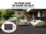 Interlocking Deck Tiles 54 Pack 12"x12" Waterproof for Porch Dark Brown V952-HDDBSL4TBTSZUY2L8V0