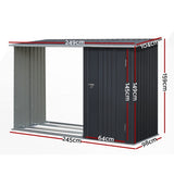 Giantz Garden Shed 2.49x1.04M Sheds Outdoor Tool Storage Workshop House Steel 2 in 1 SHED-LOG-245X98X148-AB