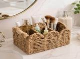 Woven Desktop Organizer ,8.27in Natural Fiber 3-Slot Storage Caddy with Scalloped V1369-AZ3-W-14725