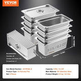 8 Pack Hotel Pans, 1/3 Size Anti-Jam Steam Pan with Lid, 0.8mm Thick Stainless Steel Steam Table V952-13FCCPBXG8JTBFFA9V0