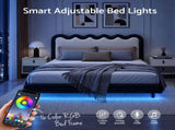 Artiss Double Bed Frame, Floating Design with RGB LED and USB Charging BFRAME-G-NUBO-D-BW-AB