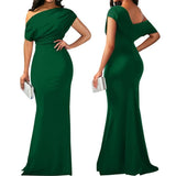 Women'S Off Shoulder Elegant Sleeveless Bodycon Long Formal Party Evening Dress Blue XXL V1192-AZ-W-20801