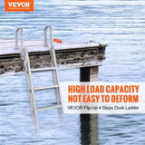 Dock Ladder Flip Up 4 Steps, 159 kg Load Capacity, Aluminum Pontoon Boat Ladder with 4" Wide Step & V952-MTXTSFSJFHXJD7NNUV0