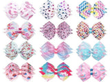24PCS 11.43cm for Girls Boutique Grosgrain Ribbon Rainbow Hair Bow Alligator Hair Clips Pigtail V1370-AZ4-15072