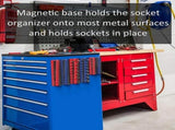 3PC 1/4" 3/8" 1/2" Red Imperial Magnetic Socket Organizer Storage Holder Trays Single size V1097-TTJ-0017