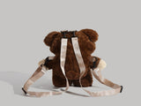 Beige Bear Cute Plush Teddy Bear Backpack Stuffed Animal Rucksack Convertible Shoulder Bag for Girls V888-ELOSUNG38628