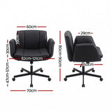 Artiss Cross Legged Office Chair PU Leather Swivel Vanity Chair Wide Seat Adjustable Arms Black OCHAIR-L-2021-BK