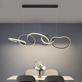 BAMDECOR A24126 Nordic Minimalist LED Pendant Light Adjustable Modern Ring Chandelier for Dining V255-BAM-L-24126-150-BLK