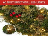 Christabelle 61cm Christmas Wreath Bristle Berry with LED Lights Front Door Decoration Ornament 112_OPBB61