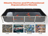 Canvas Fish Pond, 1781.3L Above Ground Fish Pond, PVC Koi Tank with Clear Viewing Panel, Rectangular V952-DSYCHSDTMC21LEAON002V0